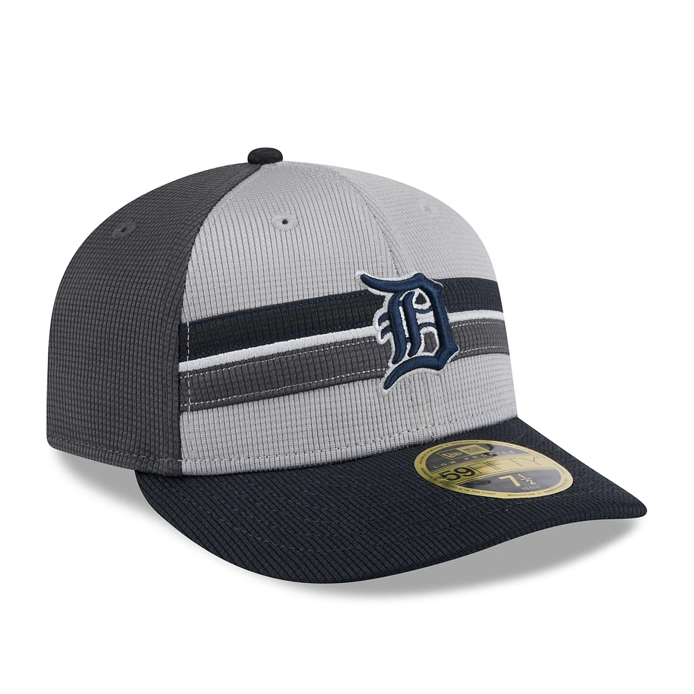 Men's New Era  Gray/Navy Detroit Tigers 2025 Batting Practice Low Profile 59FIFTY Fitted Hat