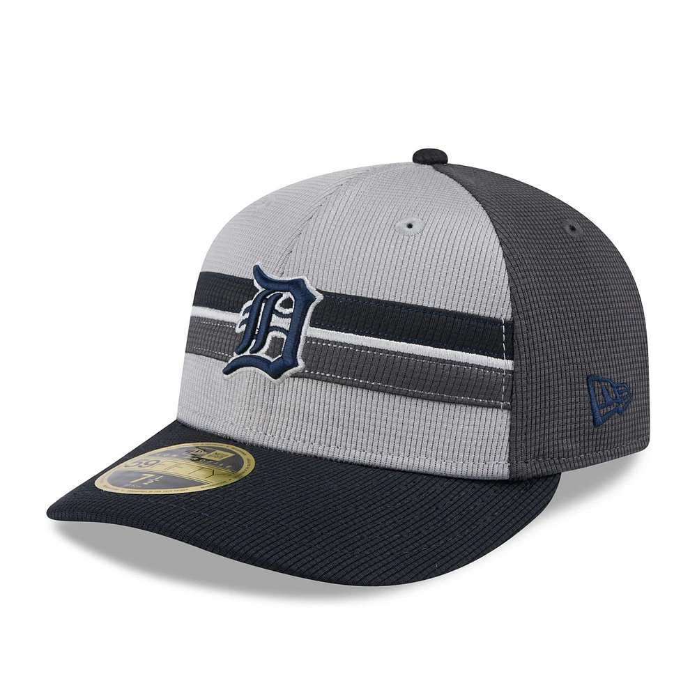 Men's New Era  Gray/Navy Detroit Tigers 2025 Batting Practice Low Profile 59FIFTY Fitted Hat