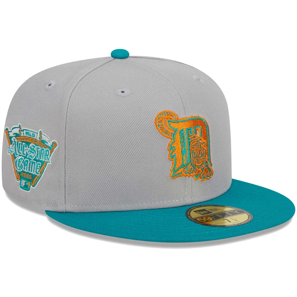 Casquette ajustée 59FIFTY Detroit Tigers New Era pour homme, gris/bleu sarcelle