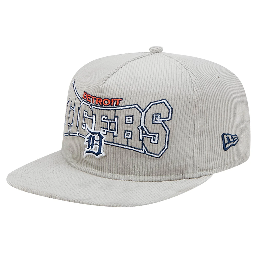 Casquette de golf à visière snapback en velours côtelé Detroit Tigers de New Era pour homme