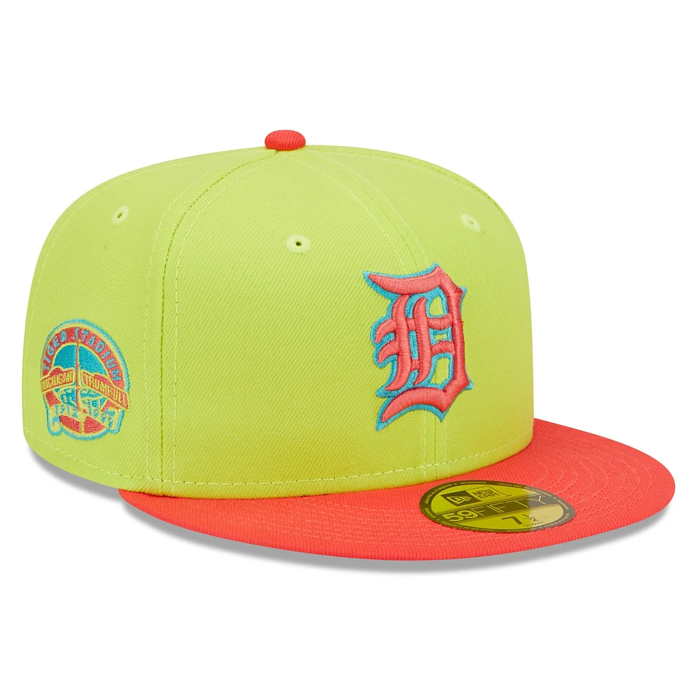 Men's New Era Green/Red Detroit Tigers Tiger Stadium Final Season Cyber Highlighter 59FIFTY Fitted Hat