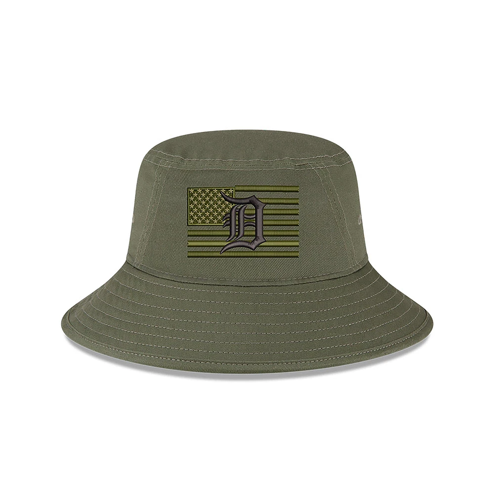 NWE TIGERS GREEN MLB 2023 BUCKET HATMENBUC POUR LA JOURNÉE DES FORCES ARMÉES