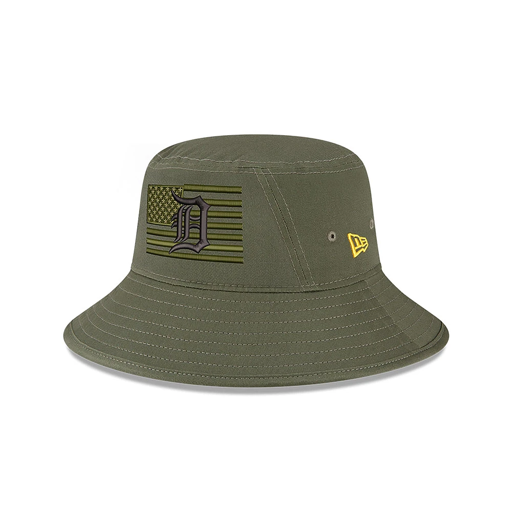 NWE TIGERS GREEN MLB 2023 BUCKET HATMENBUC POUR LA JOURNÉE DES FORCES ARMÉES