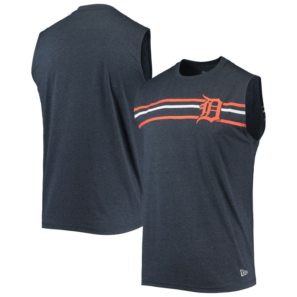 Men's New Era Heathered Navy Detroit Tigers Muscle Tank Top