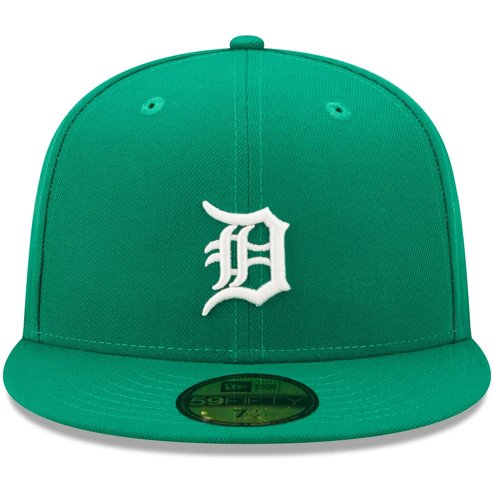 Men's New Era Kelly Green Detroit Tigers White Logo 59FIFTY Fitted Hat