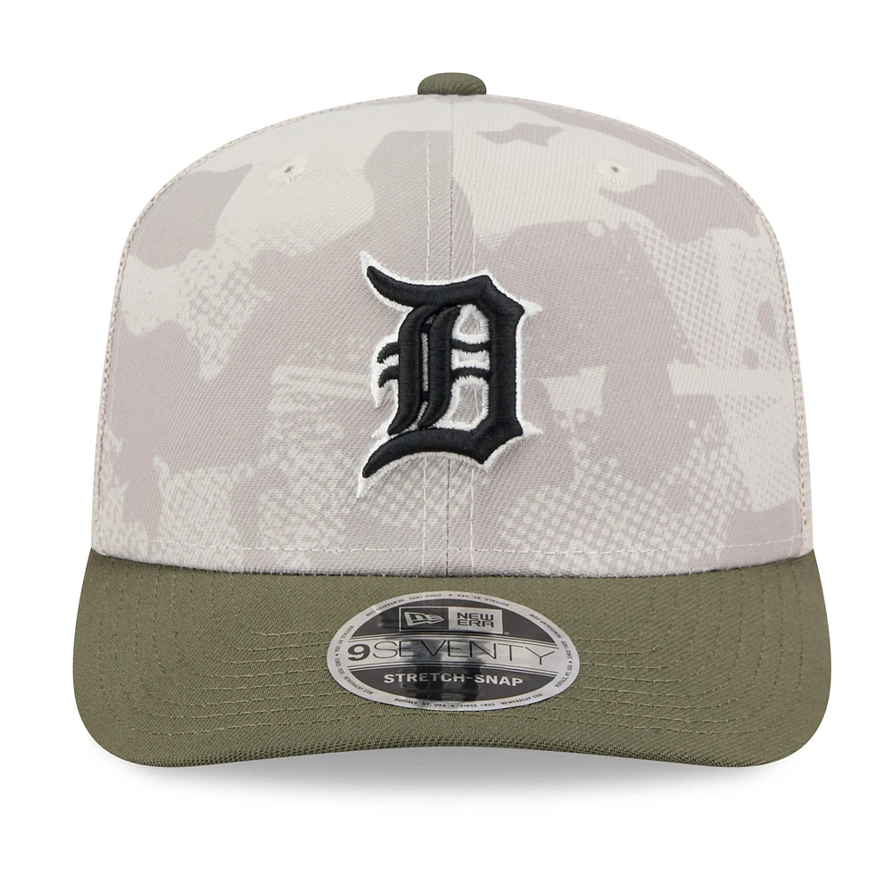 Men's New Era Light Beige/Olive Detroit Tigers 2025 Armed Forces Day 9SEVENTY Stretch-Snap Hat