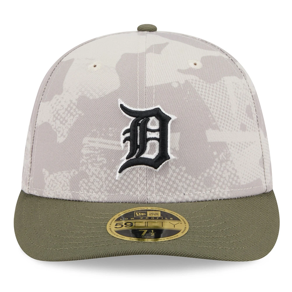 Casquette ajustée 59FIFTY pour homme, modèle New Era, beige clair/olive, motif Journée des forces armées 2025, Detroit Tigers