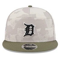 Men's New Era Light Beige/Olive Detroit Tigers 2025 Armed Forces Day Split Panel 9FIFTY Snapback Hat
