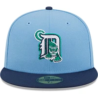 Men's New Era Light Blue/Navy Detroit Tigers Green Undervisor 59FIFTY Fitted Hat