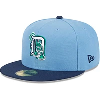 Men's New Era Light Blue/Navy Detroit Tigers Green Undervisor 59FIFTY Fitted Hat