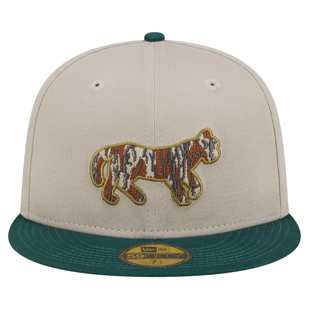 Men's New Era Natural/Hunter Green Detroit Tigers  Lifestyle Tree Bark Fill 59FIFTY Fitted Hat