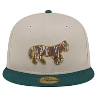 Men's New Era Natural/Hunter Green Detroit Tigers  Lifestyle Tree Bark Fill 59FIFTY Fitted Hat