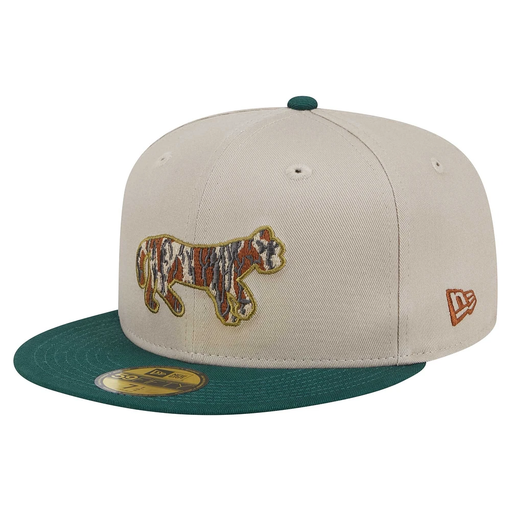 Men's New Era Natural/Hunter Green Detroit Tigers  Lifestyle Tree Bark Fill 59FIFTY Fitted Hat