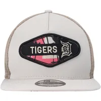 Men's New Era Natural Detroit Tigers Retro Beachin' Patch A-Frame Trucker 9FIFTY Snapback Hat