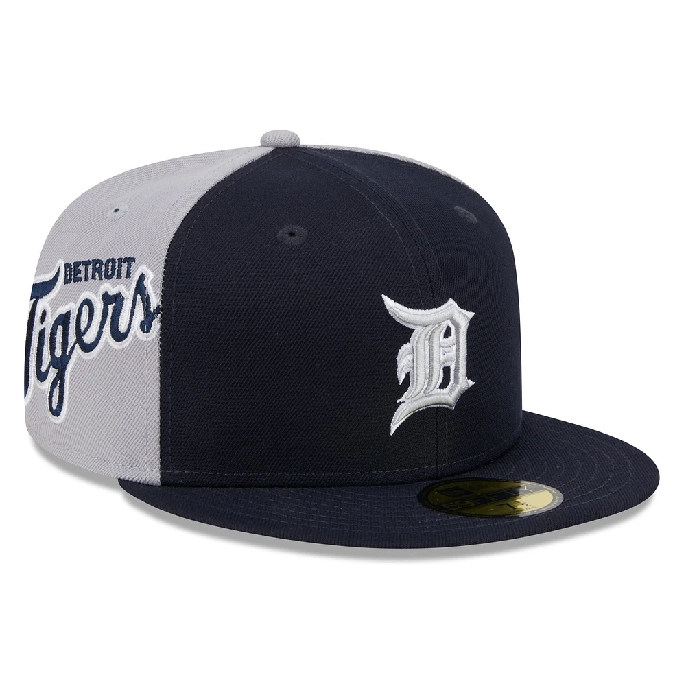 Men's New Era Navy/Gray Detroit Tigers Gameday Sideswipe 59FIFTY Fitted Hat