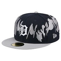 Casquette ajustée 59FIFTY à motif rétro Detroit Tigers bleu marine/gris New Era pour homme