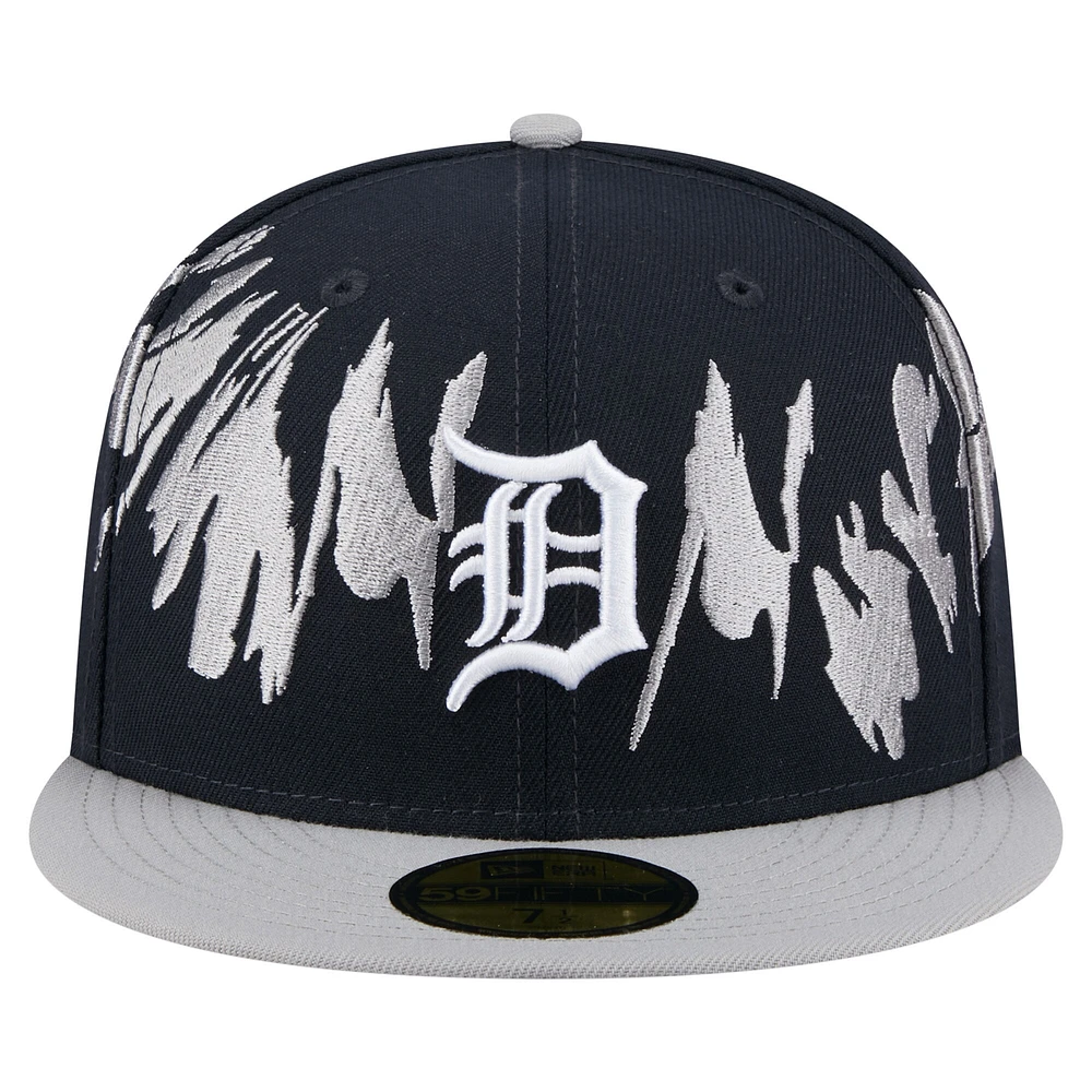 Casquette ajustée 59FIFTY à motif rétro Detroit Tigers bleu marine/gris New Era pour homme