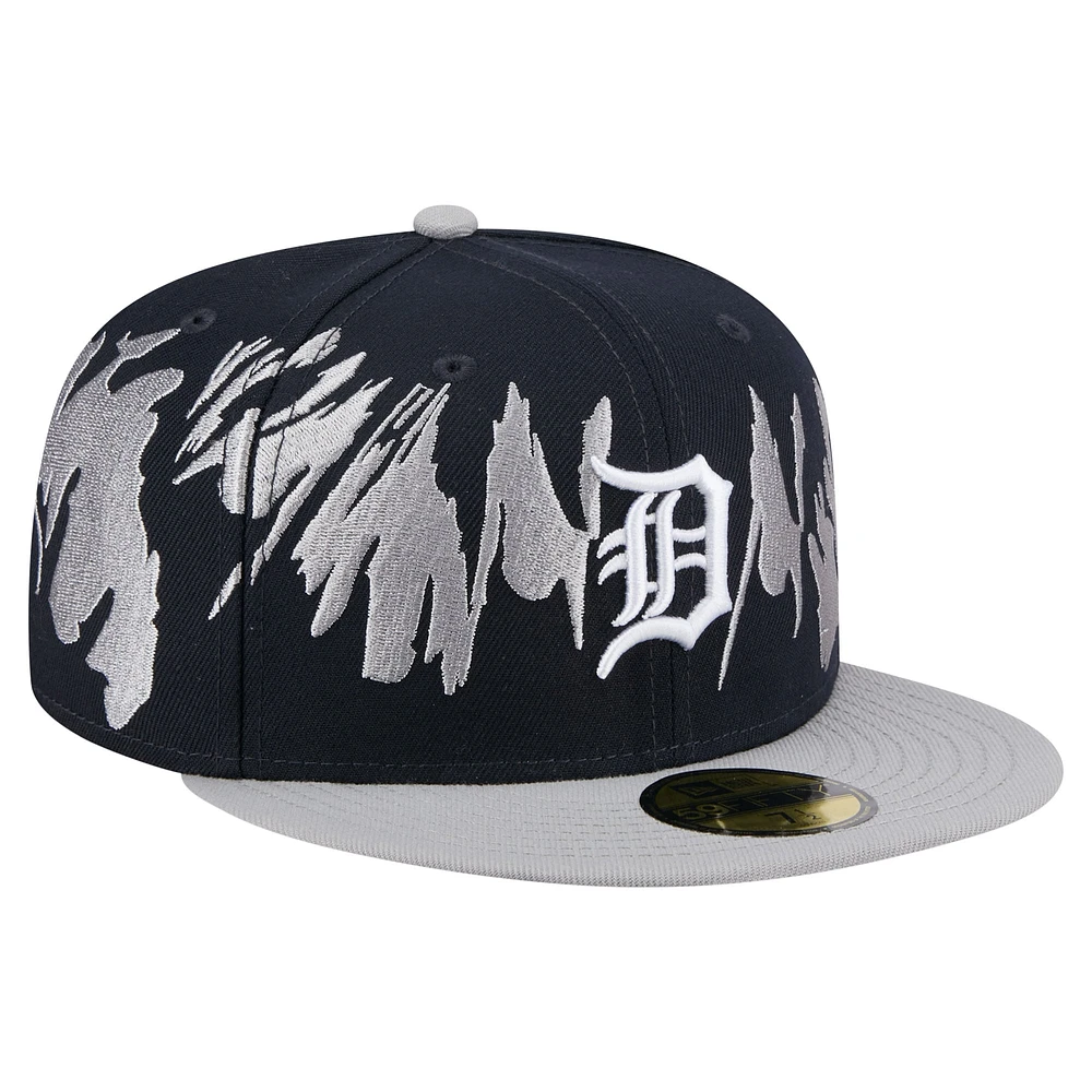 Casquette ajustée 59FIFTY à motif rétro Detroit Tigers bleu marine/gris New Era pour homme