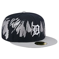 Casquette ajustée 59FIFTY à motif rétro Detroit Tigers bleu marine/gris New Era pour homme