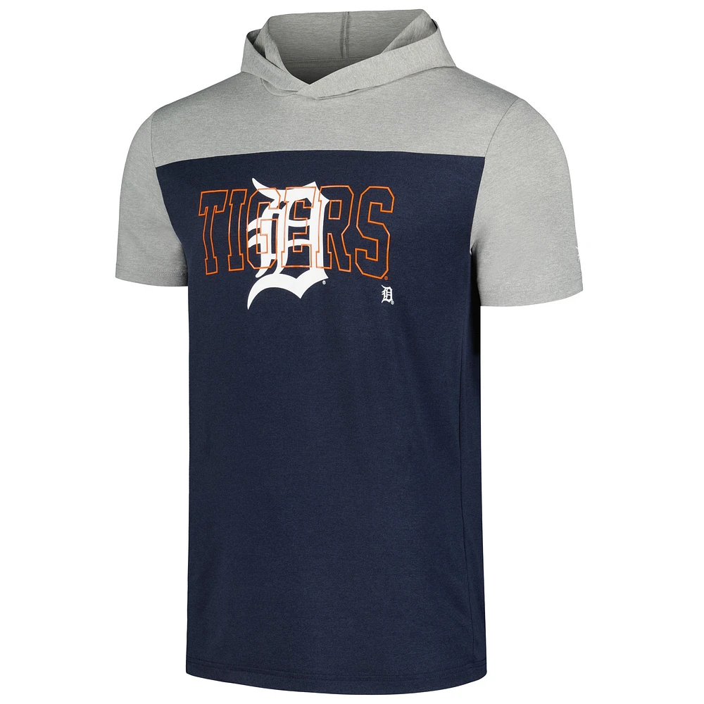 T-shirt à capuche brossé actif New Era pour hommes des Detroit Tigers bleu marine