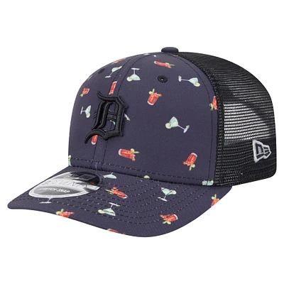 Casquette extensible à bouton-pression New Era bleu marine Detroit Tigers Adventure Drinks Pattern 9SEVENTY pour homme