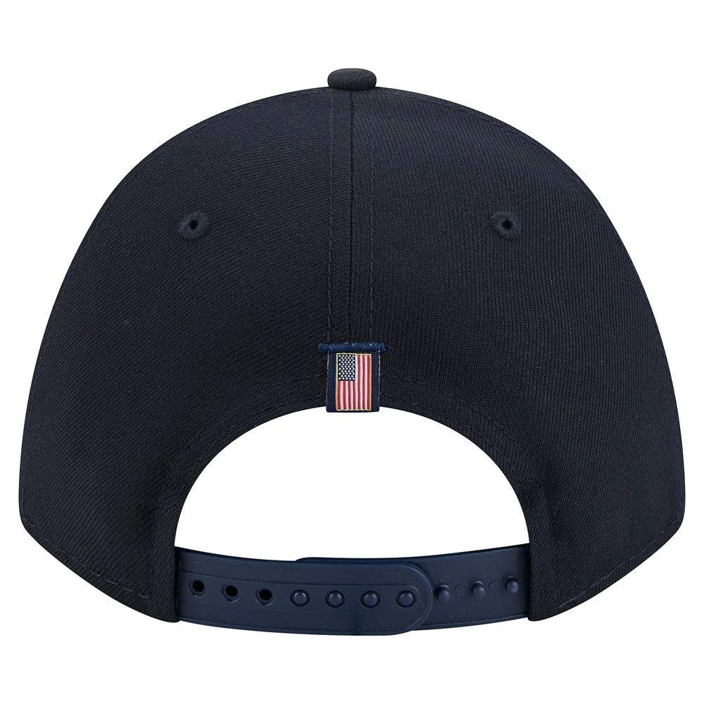 Casquette ajustable New Era 9FORTY M-Crown A-Frame bleu marine pour homme, motif drapeau américain, Detroit Tigers