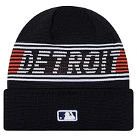 Bonnet en tricot à revers bleu marine Detroit Tigers Authentic Collection New Era pour homme