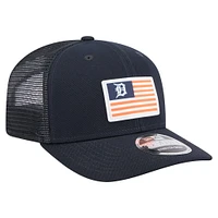 Casquette extensible à bouton-pression New Era bleu marine avec drapeau des Detroit Tigers 9SEVENTY pour homme