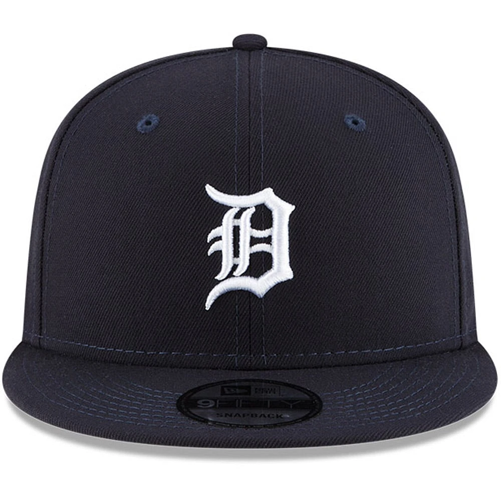 Men's New Era Navy Detroit Tigers Logo Team Color 9FIFTY Snapback Hat