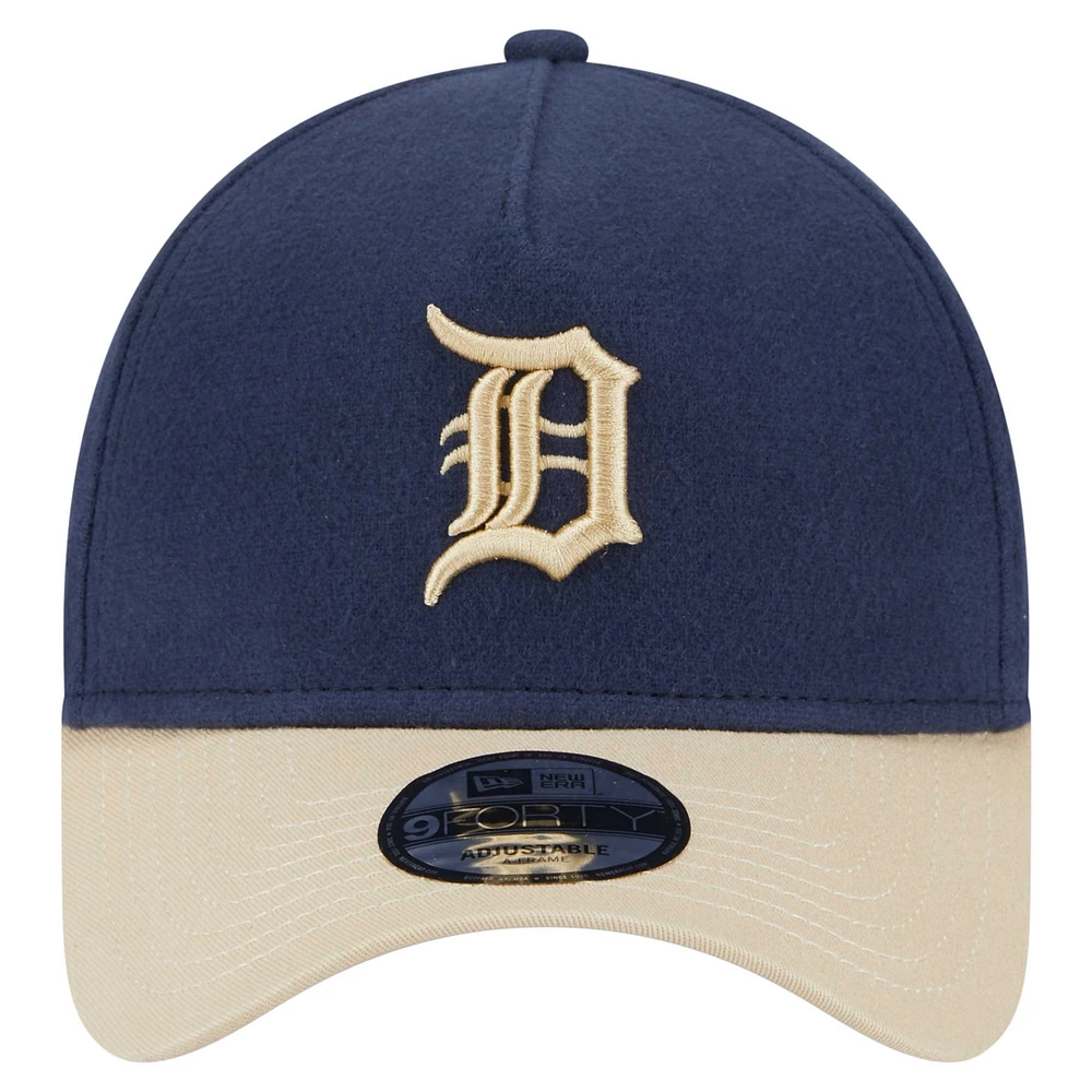 Men's New Era Navy Detroit Tigers  Moleskin A-Frame 9FORTY Adjustable Hat