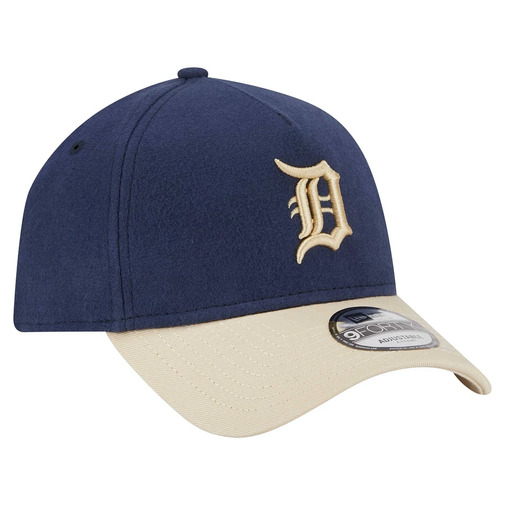 Men's New Era Navy Detroit Tigers  Moleskin A-Frame 9FORTY Adjustable Hat