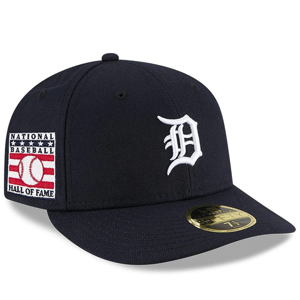 Casquette ajustée 59FIFTY à profil bas du Temple de la renommée baseball national des Detroit Tigers New Era pour hommes, bleu marine