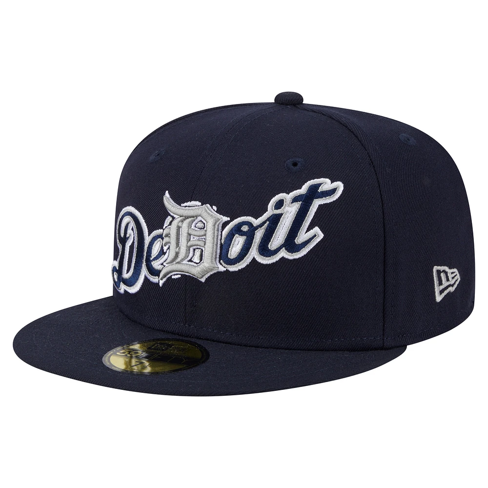 Casquette ajustée Detroit Tigers Overlap 59FIFTY de New Era pour homme, bleu marine