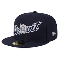 Casquette ajustée Detroit Tigers Overlap 59FIFTY de New Era pour homme, bleu marine