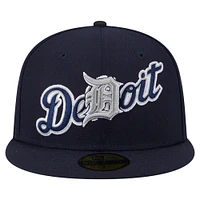 Casquette ajustée Detroit Tigers Overlap 59FIFTY de New Era pour homme, bleu marine