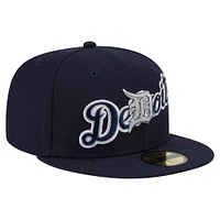 Casquette ajustée Detroit Tigers Overlap 59FIFTY de New Era pour homme, bleu marine