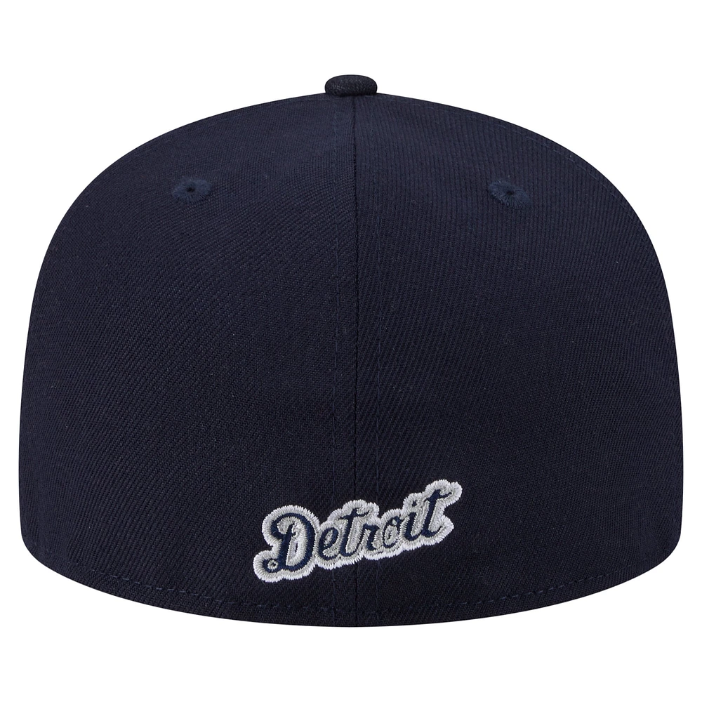 Casquette ajustée Detroit Tigers Overlap 59FIFTY de New Era pour homme, bleu marine