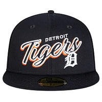 Men's New Era Navy Detroit Tigers Script Sided 59FIFTY Fitted Hat