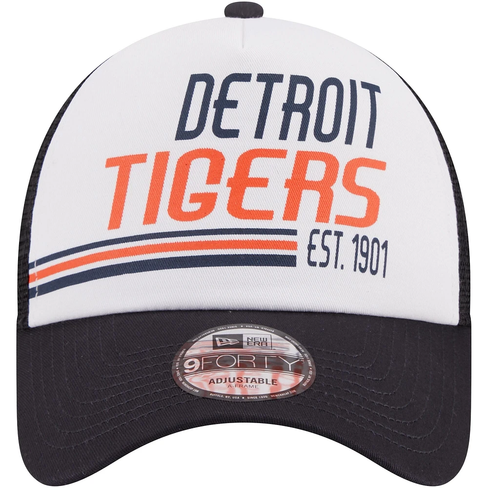 Men's New Era Navy Detroit Tigers Stacked 9FORTY Trucker Adjustable Hat