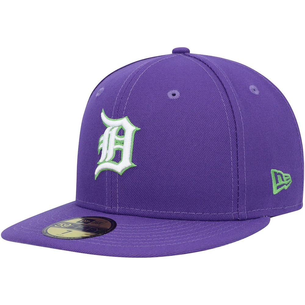 Casquette ajustée 59FIFTY pour homme avec écusson latéral Detroit Tigers Lime New Era