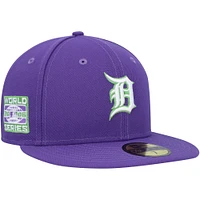 Men's New Era Purple Detroit Tigers Lime Side Patch 59FIFTY Fitted Hat