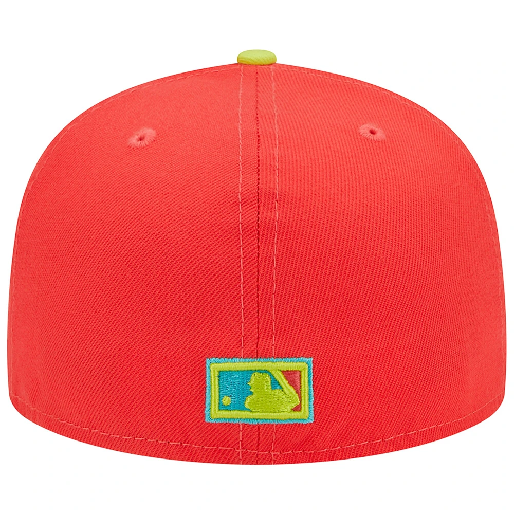 Casquette ajustée 59FIFTY pour homme New Era Red/Neon Green Detroit Tigers 1968 World Series Champions Lava Highlighter Combo