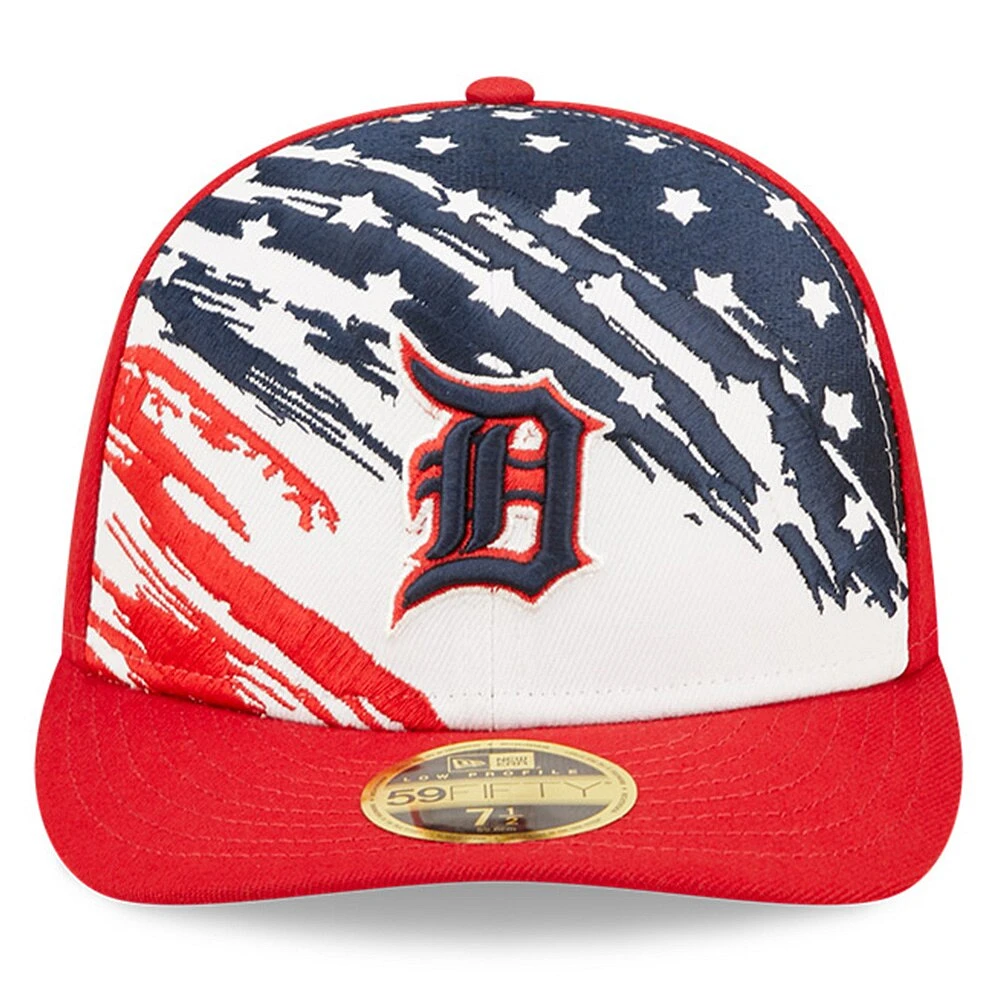 Casquette ajustée 59FIFTY à profil bas des Tigers de Detroit 2022 du 4 juillet New Era pour homme, rouge