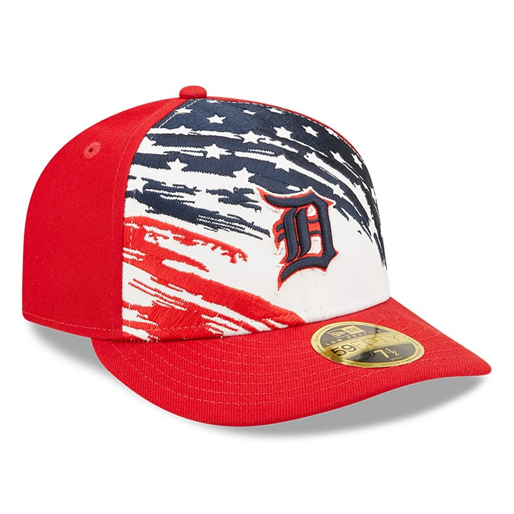 Casquette ajustée 59FIFTY à profil bas des Tigers de Detroit 2022 du 4 juillet New Era pour homme, rouge