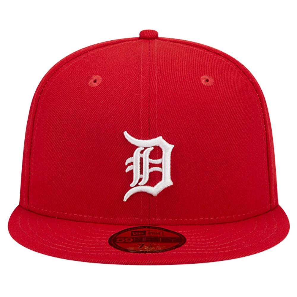 Casquette ajustée 59FIFTY rouge avec logo des Detroit Tigers pour hommes New Era