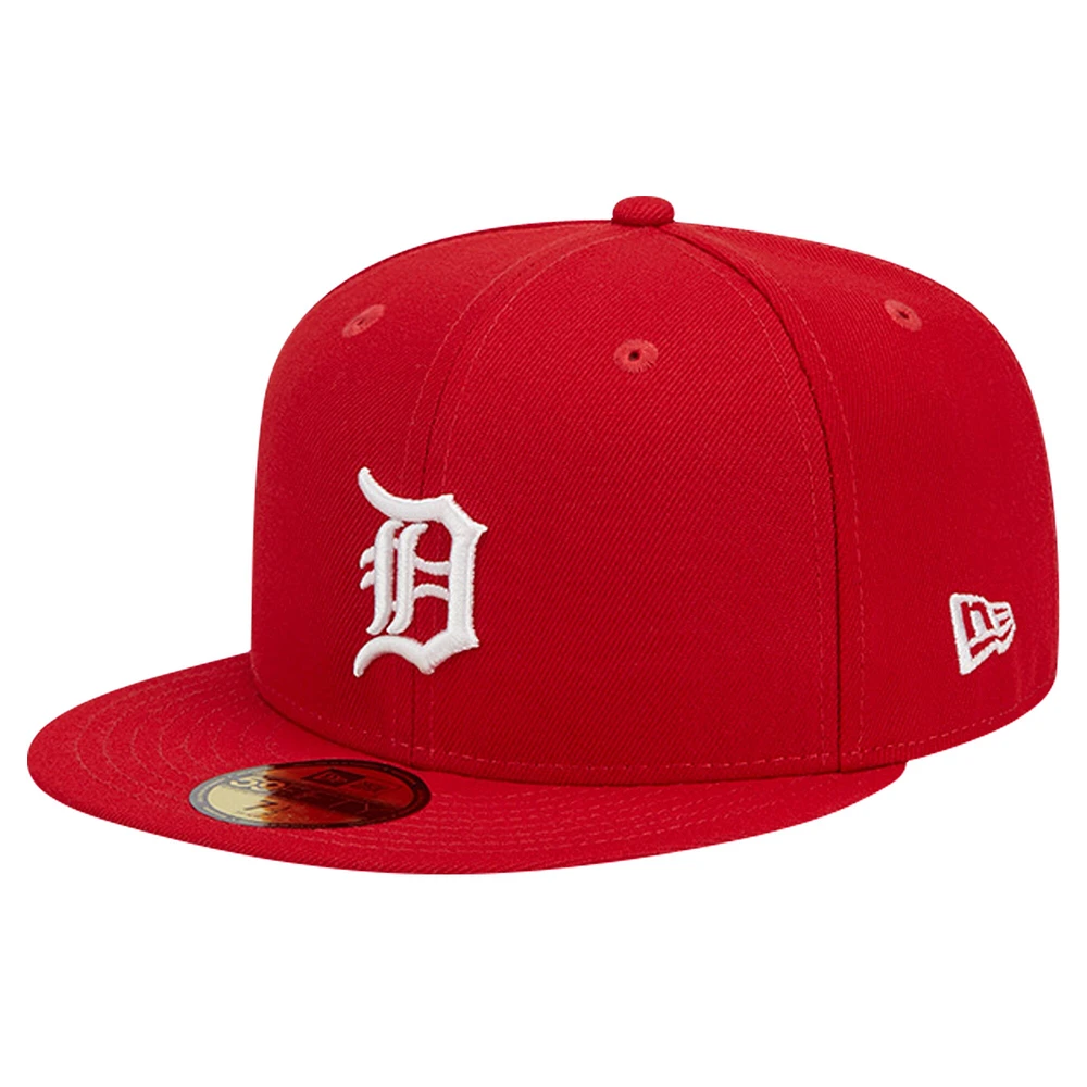 Casquette ajustée 59FIFTY rouge avec logo des Detroit Tigers pour hommes New Era
