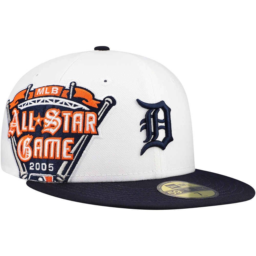 Casquette ajustée 59FIFTY Major Sidepatch des Detroit Tigers New Era pour hommes, blanc/bleu marine