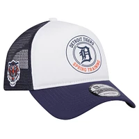 Casquette ajustable de camionneur ajustable en mousse A-Frame 9FORTY Detroit Tigers New Era pour hommes, blanc/bleu marine