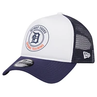 Men's New Era White/Navy Detroit Tigers Spring Training Circle Foam A-Frame 9FORTY Trucker Adjustable Hat