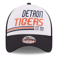 Casquette réglable 9FORTY Stacked A-Frame Trucker 9FORTY des Detroit Tigers New Era pour hommes, blanc/bleu marine